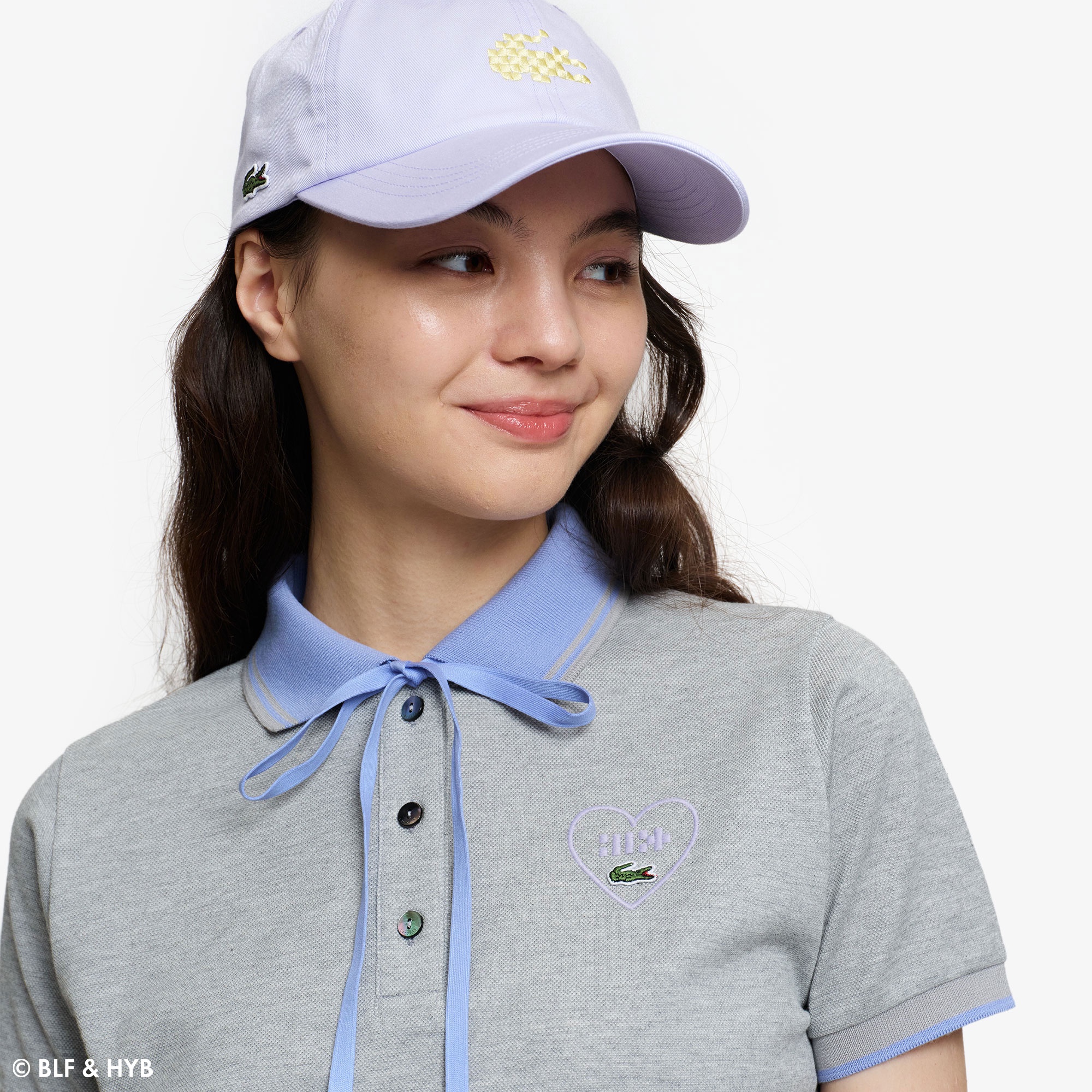 ロゴ刺繍クロップドリボン ポロシャツ