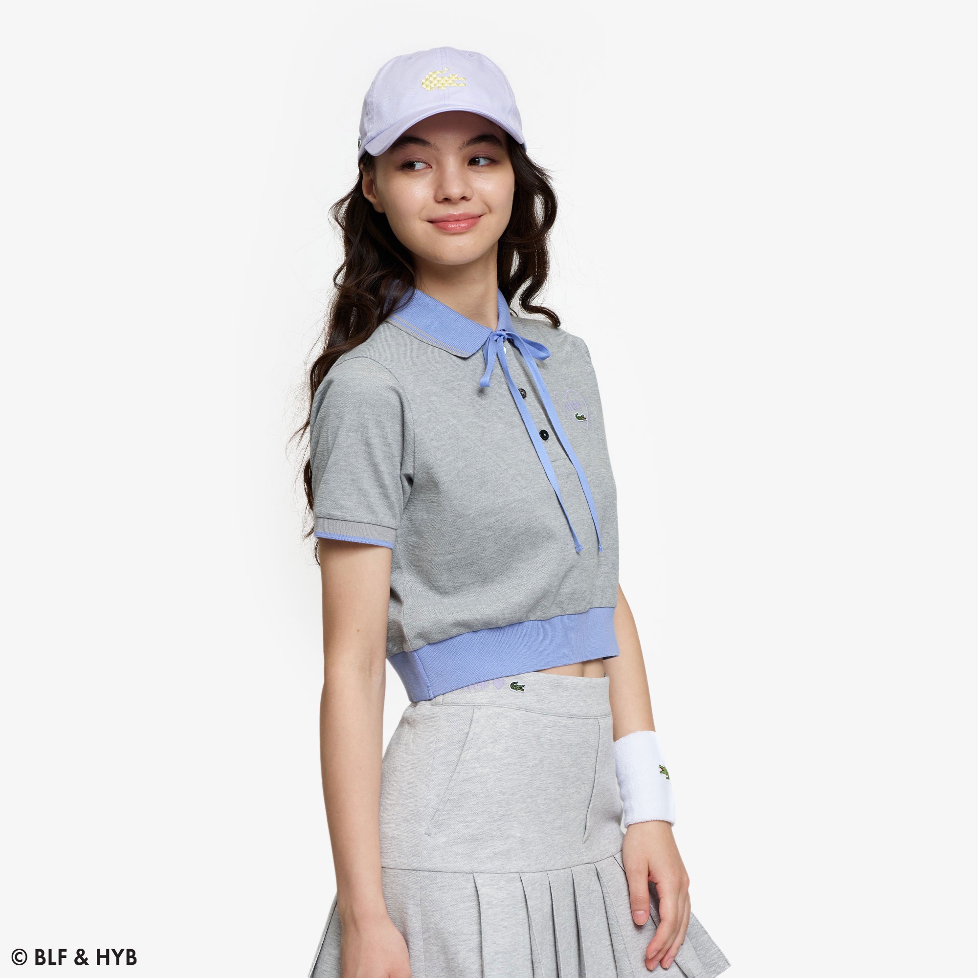 ロゴ刺繍クロップドリボン ポロシャツ