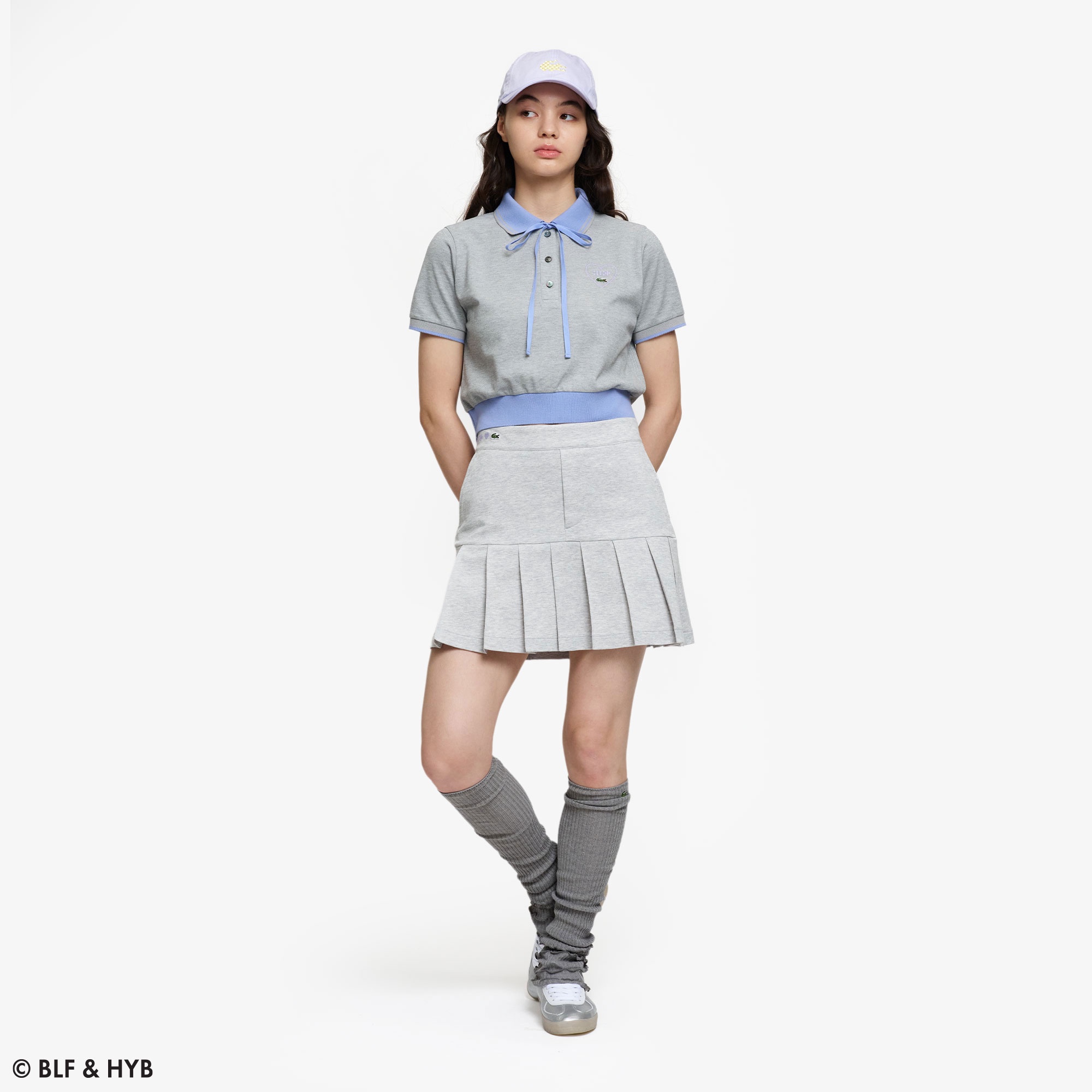 ロゴ刺繍クロップドリボン ポロシャツ