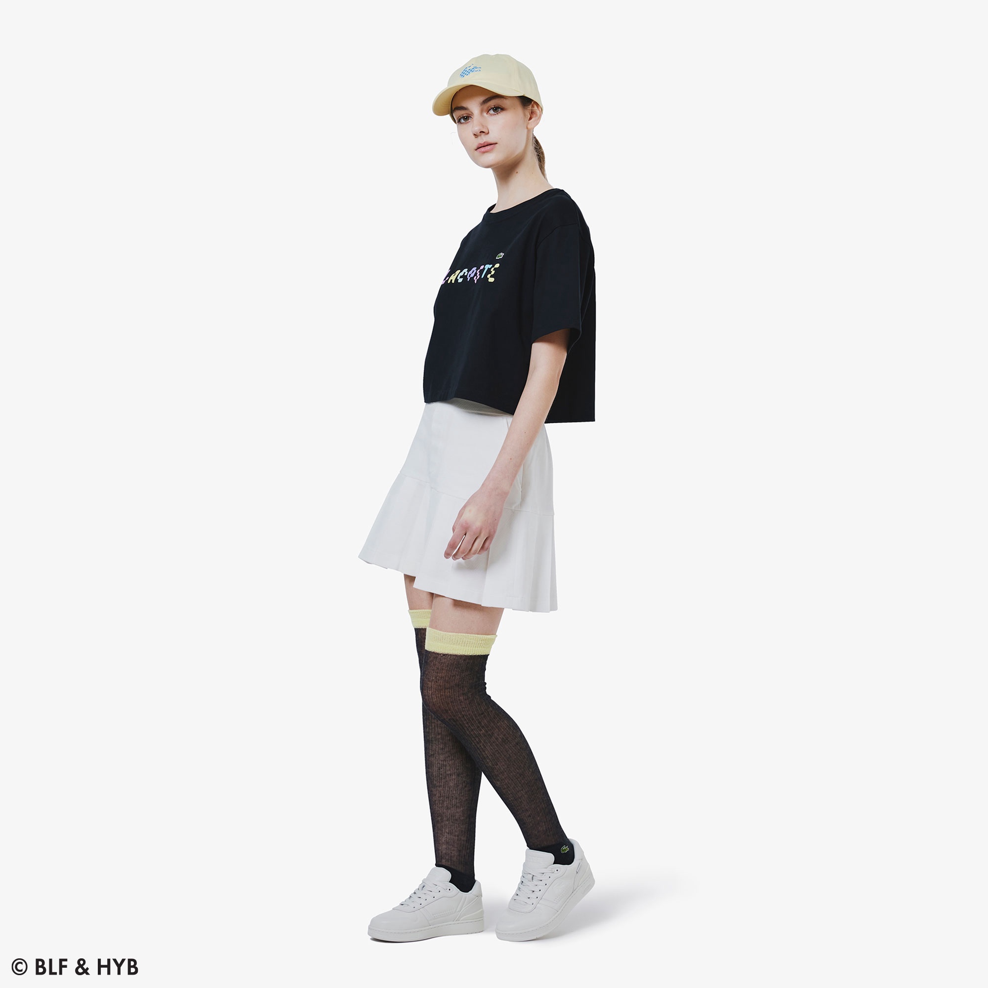 カラーブロック シアー ニーハイソックス