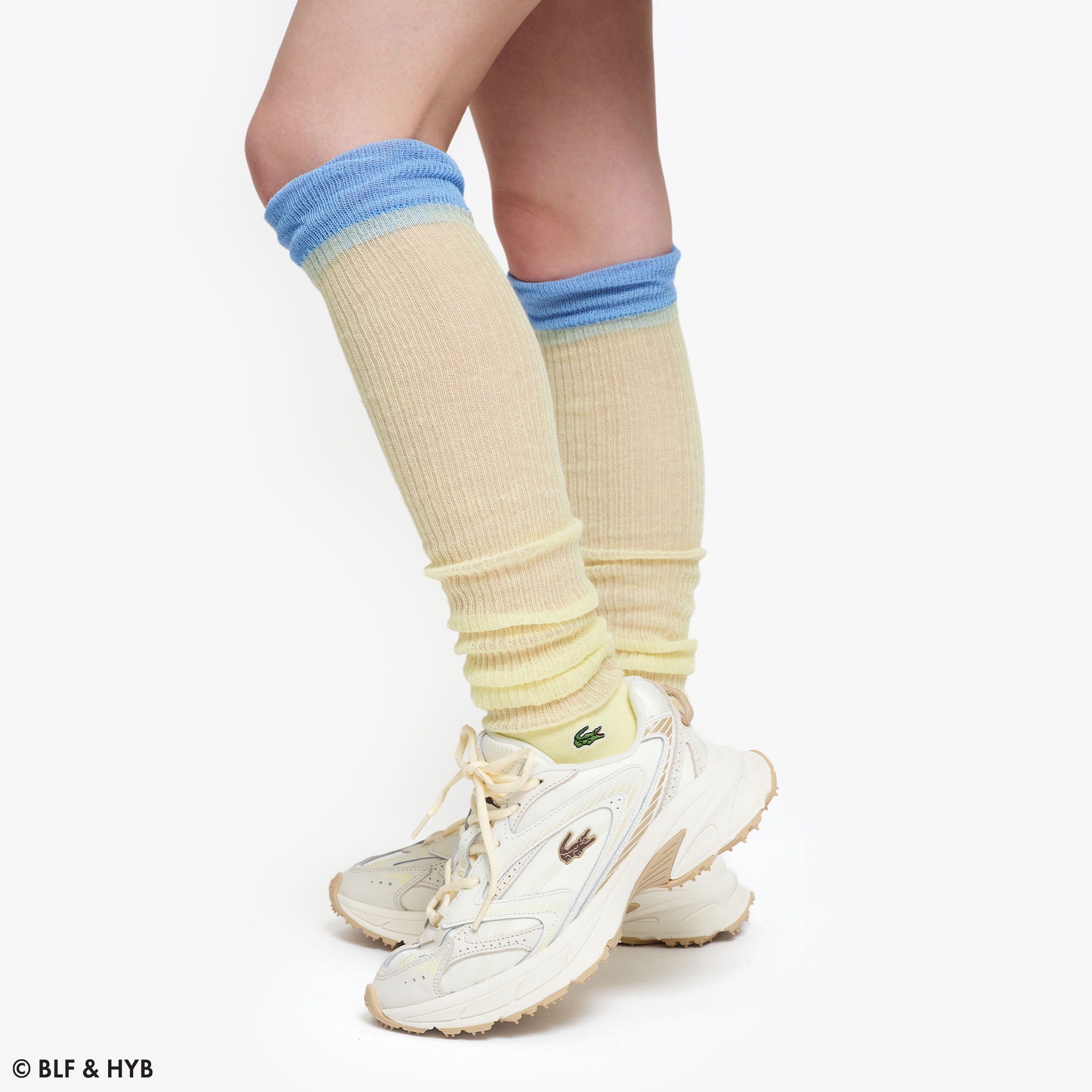 カラーブロック シアー ニーハイソックス