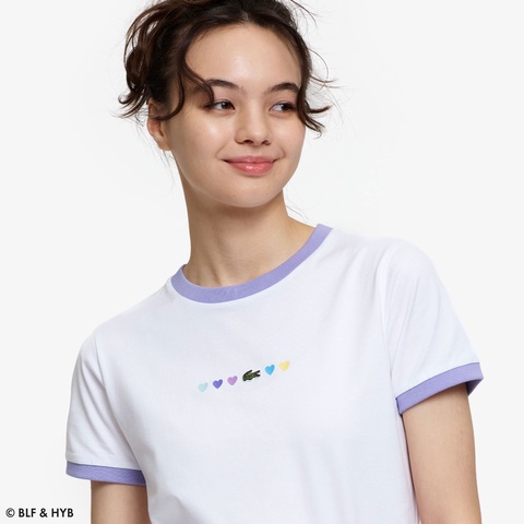 ハートプリント&ワニリンガー Tシャツ