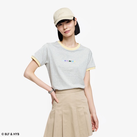 ハートプリント&ワニリンガー Tシャツ