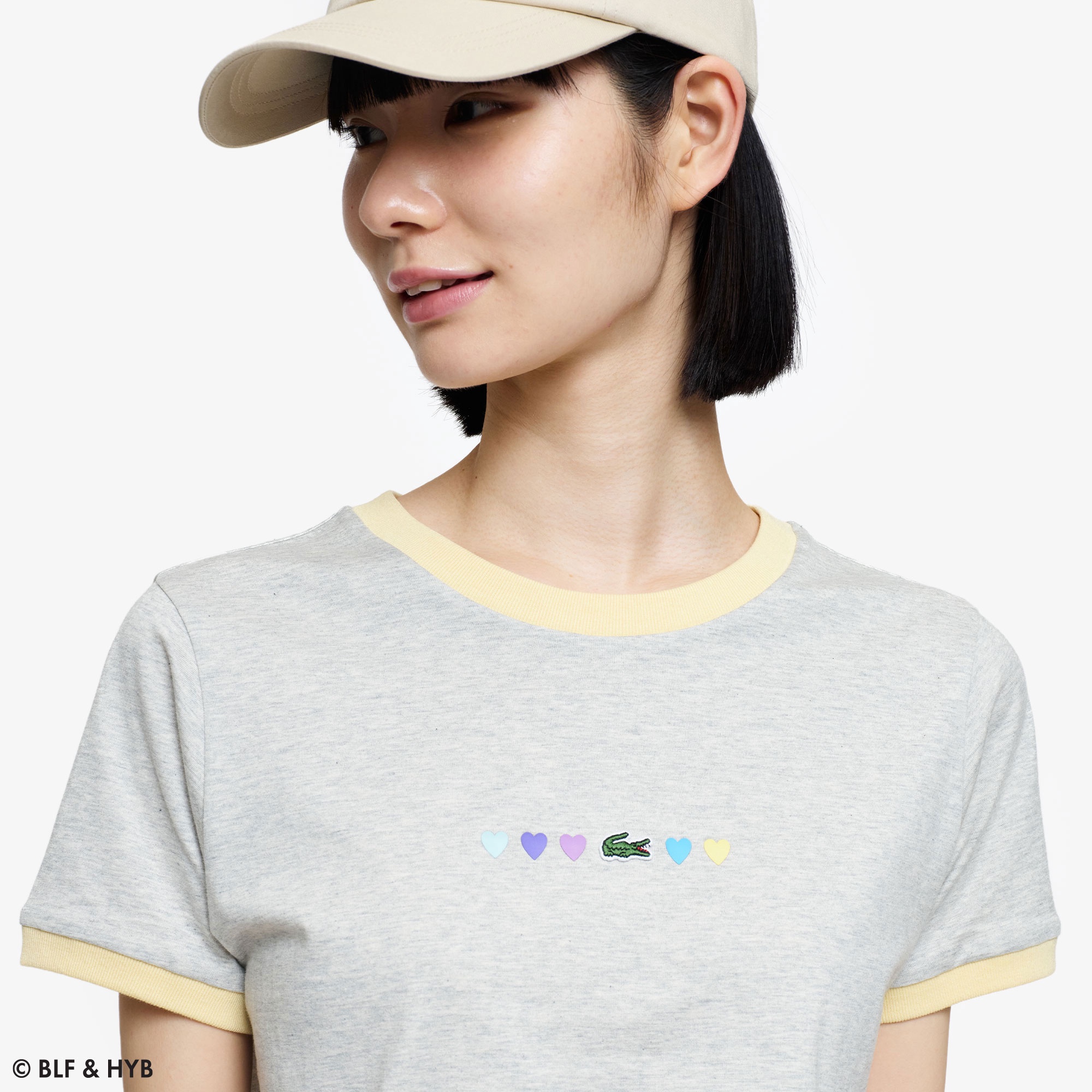 ハートプリント&ワニリンガー Tシャツ