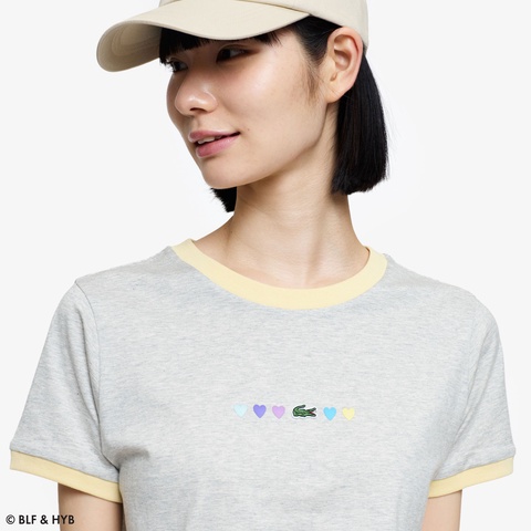ハートプリント&ワニリンガー Tシャツ