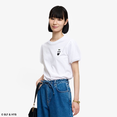 チュールスリーブロゴ刺繍 Tシャツ