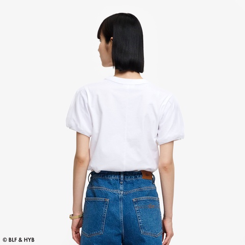 チュールスリーブロゴ刺繍 Tシャツ