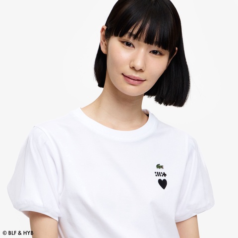チュールスリーブロゴ刺繍 Tシャツ