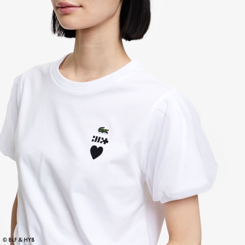 チュールスリーブロゴ刺繍 Tシャツ