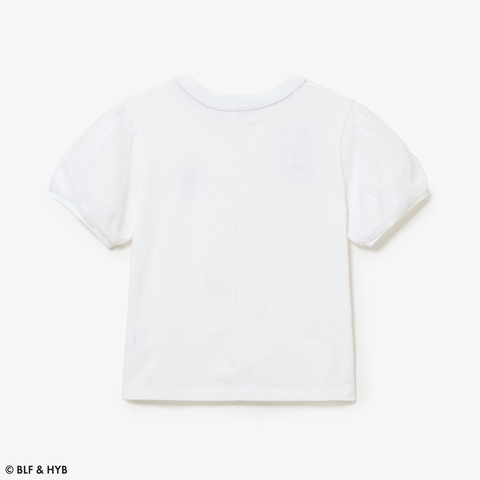 チュールスリーブロゴ刺繍 Tシャツ