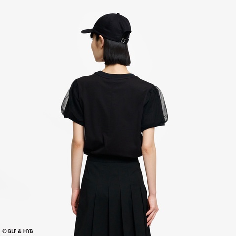 チュールスリーブロゴ刺繍 Tシャツ