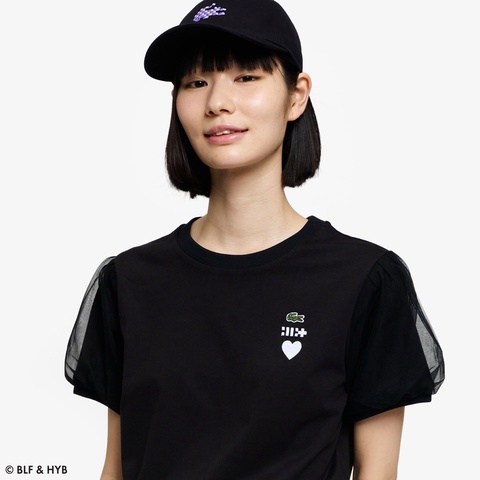 チュールスリーブロゴ刺繍 Tシャツ