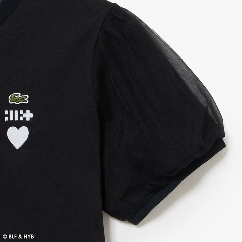 チュールスリーブロゴ刺繍 Tシャツ