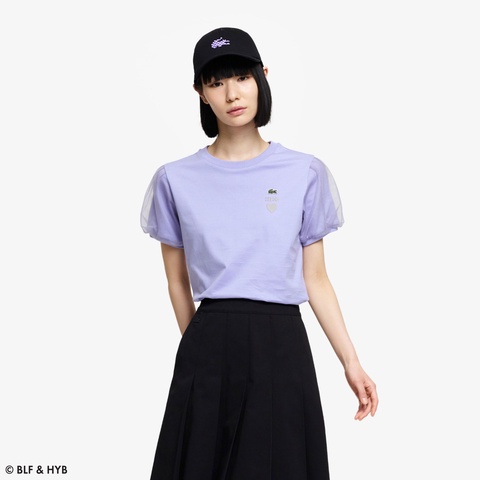 チュールスリーブロゴ刺繍 Tシャツ