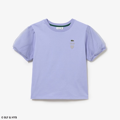 チュールスリーブロゴ刺繍 Tシャツ