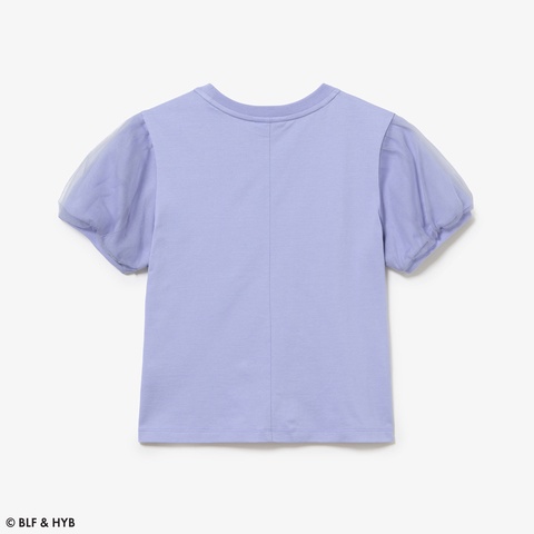 チュールスリーブロゴ刺繍 Tシャツ