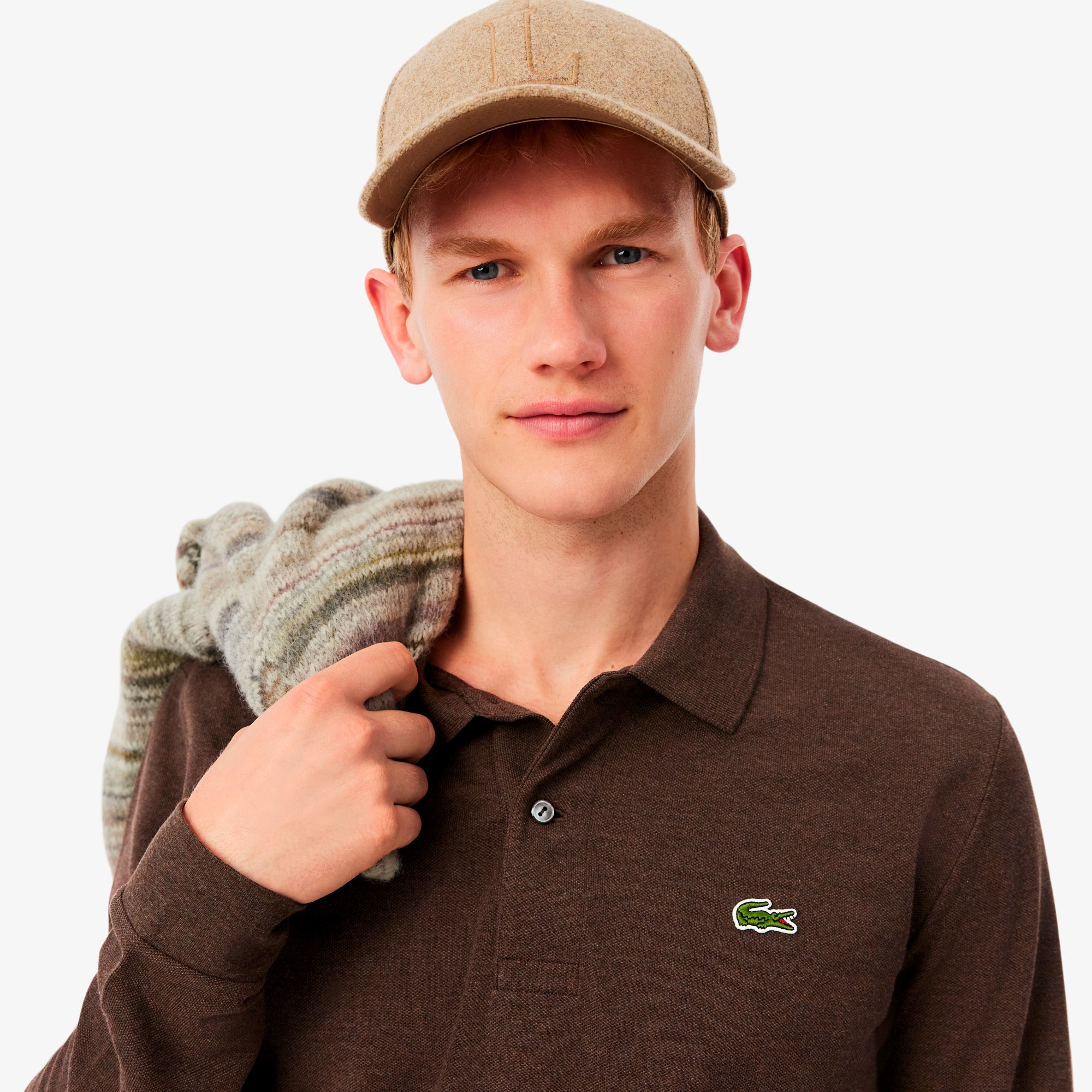 長袖 リブ カラ-ポロシャツ L1313 （杢・長袖)