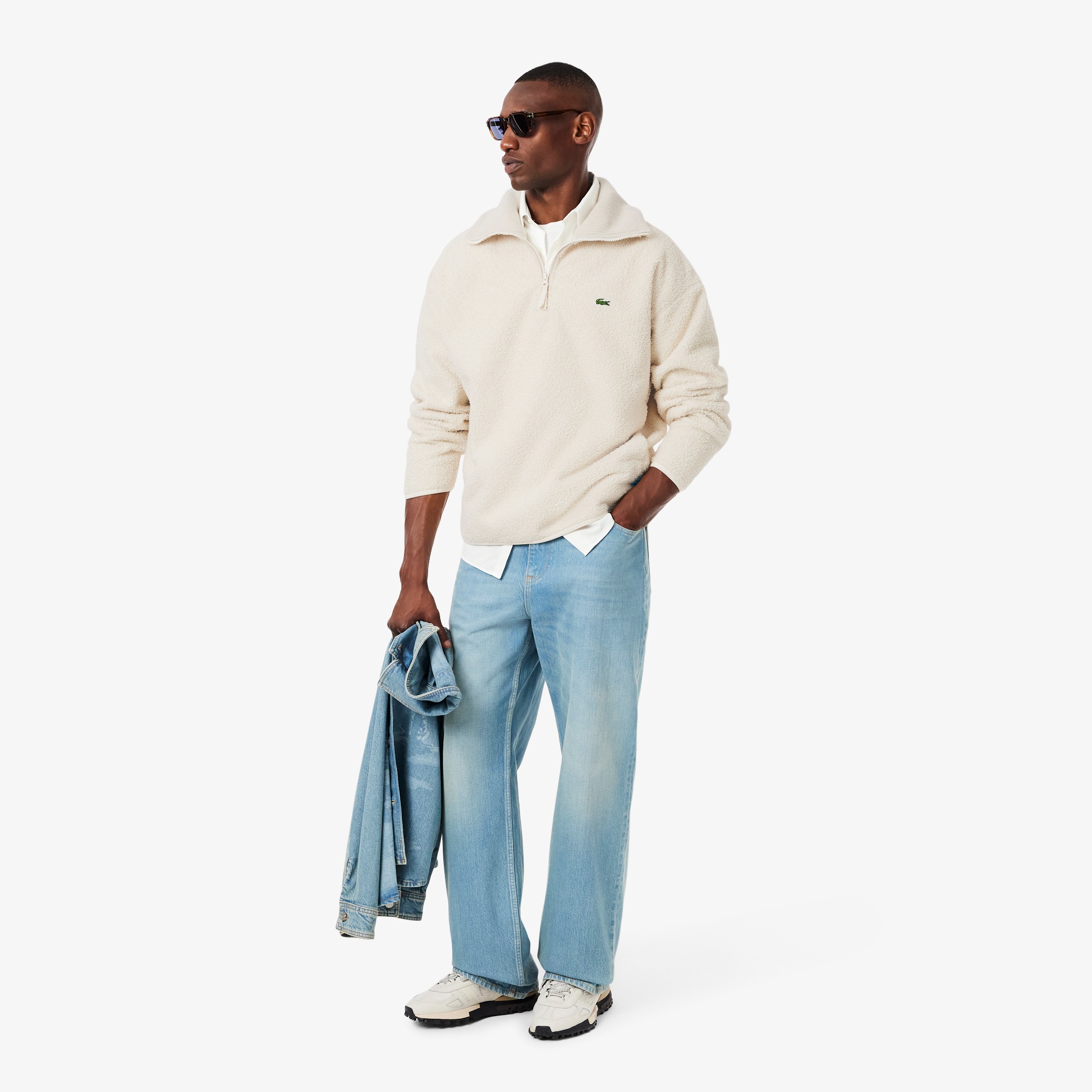 ハイネックハーフジップブークレフリース