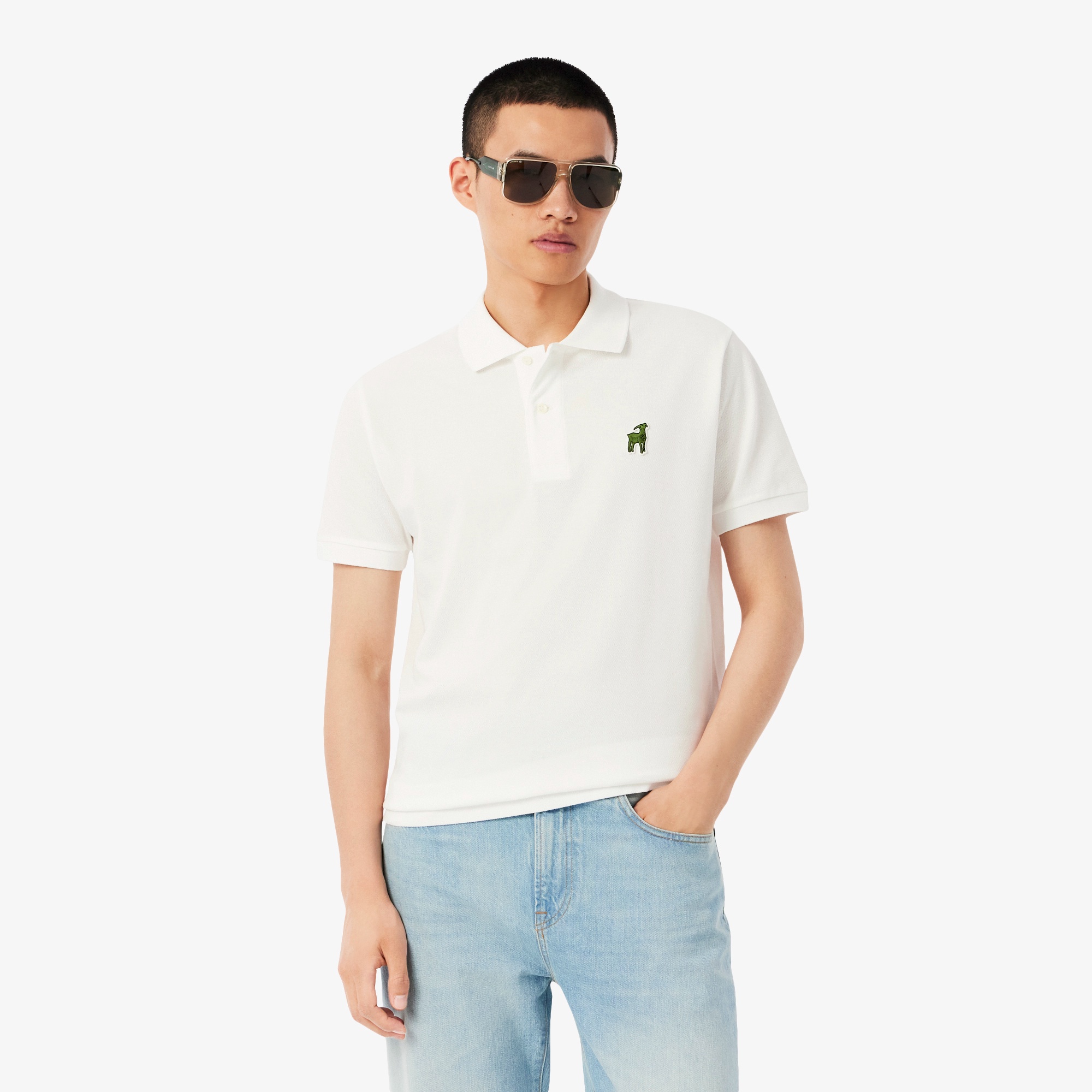 【美品】LACOSTE ジョコビッチモデル ポロシャツ US/Lサイズ ホワイト LACOSTE ジョコビッチモデル ホワイト ポロシャツ Mサイズ