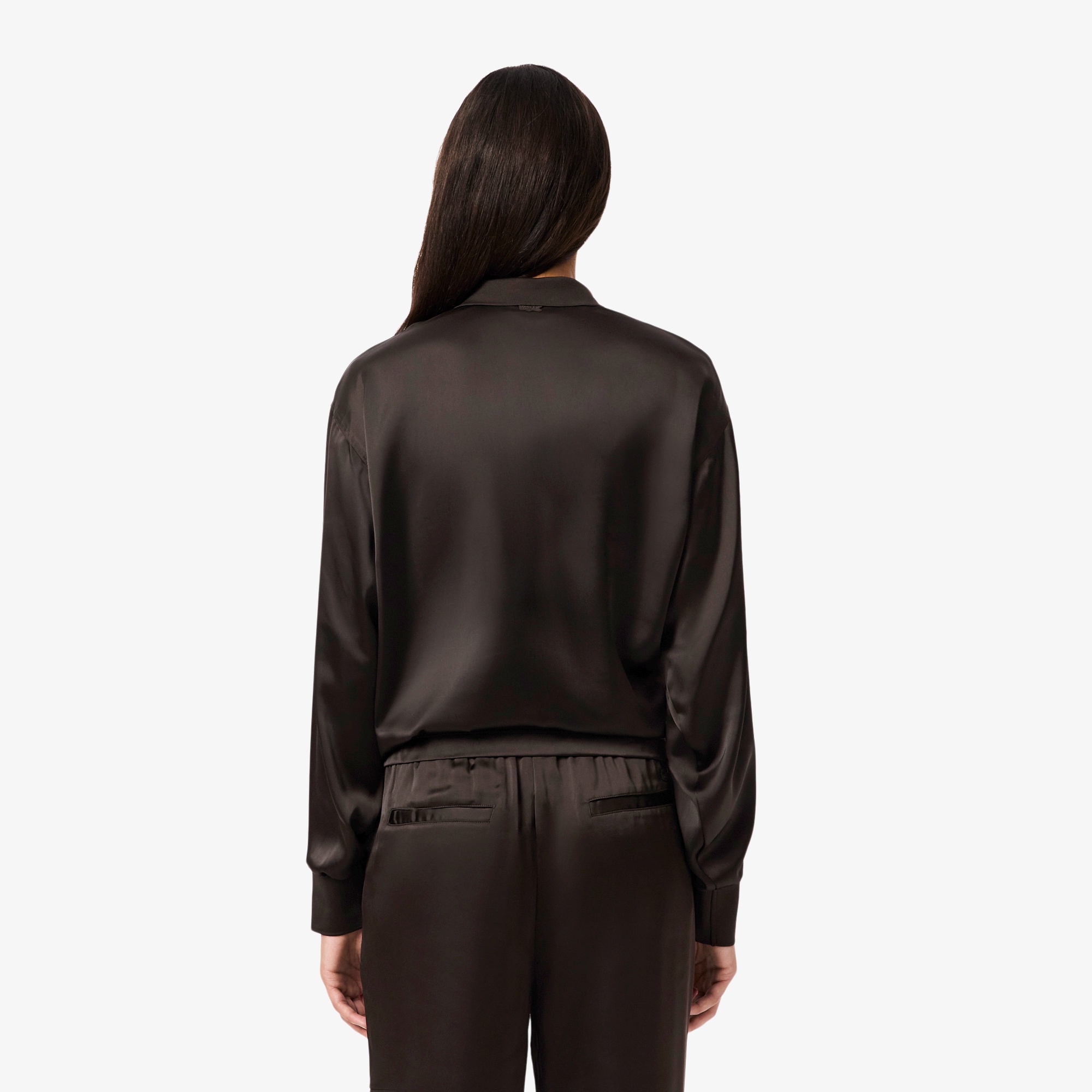 オーバーサイズサテンポロシャツ