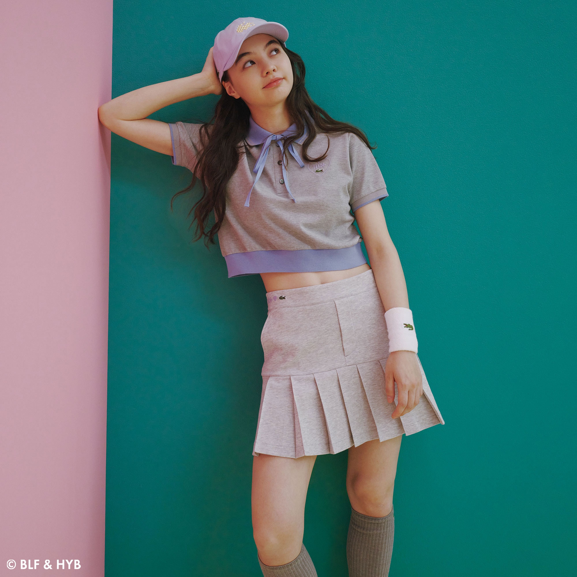 ロゴ刺繍クロップドリボン ポロシャツ