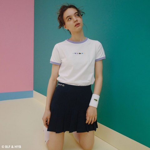 ハートプリント&ワニリンガー Tシャツ