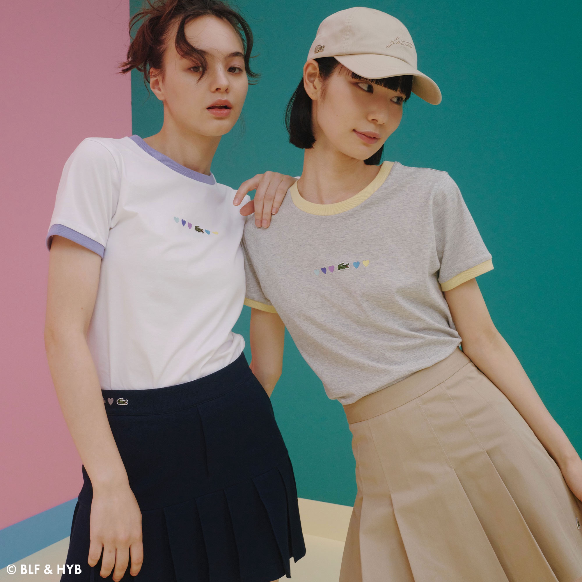 ハートプリント&ワニリンガー Tシャツ