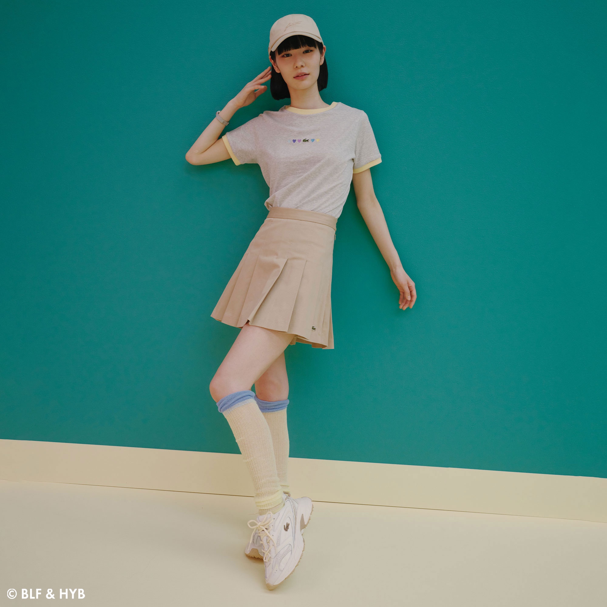 ハートプリント&ワニリンガー Tシャツ
