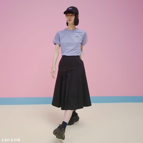チュールスリーブロゴ刺繍 Tシャツ