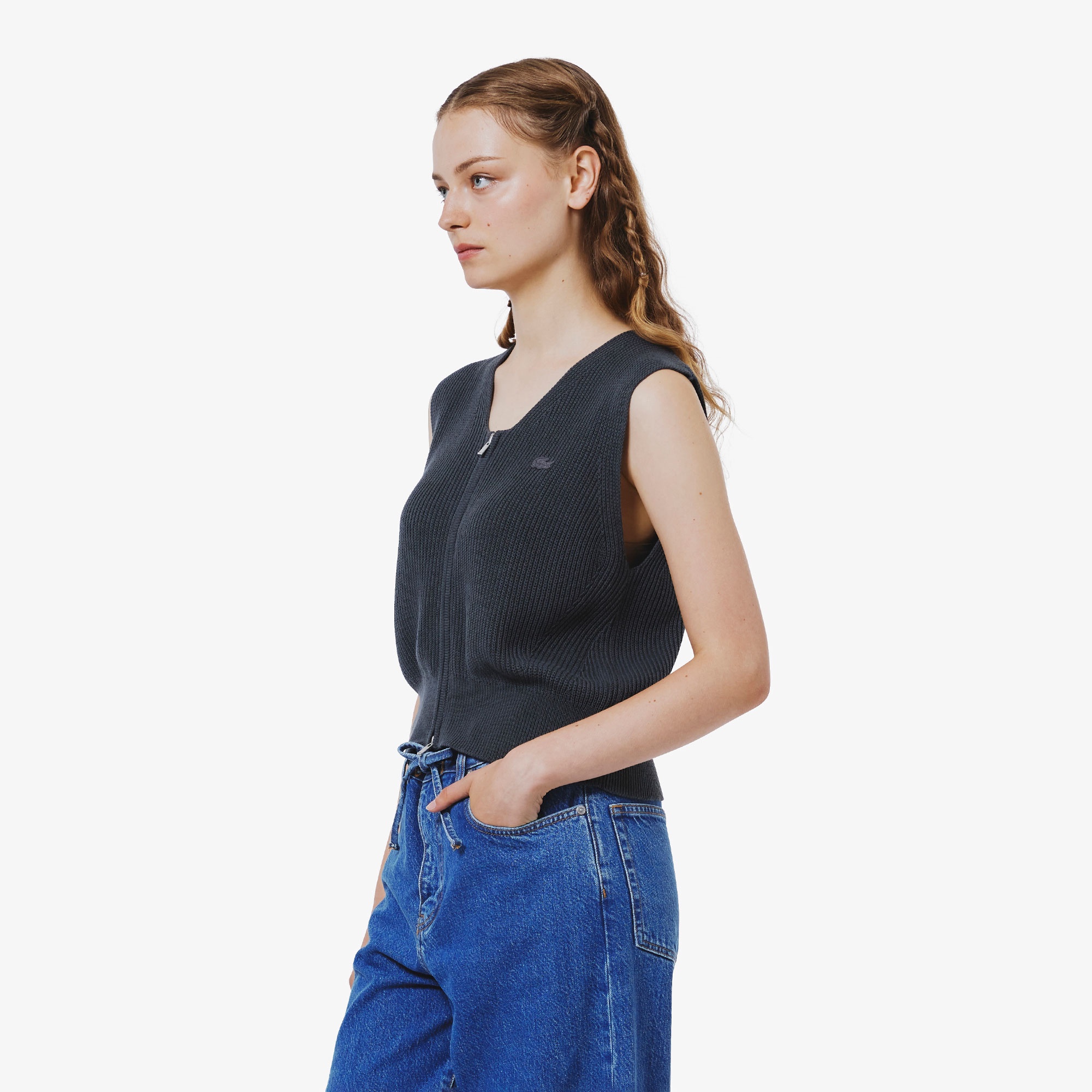 ジップアップニットベスト