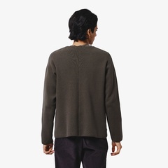 ⭐︎専用⭐︎Lacoste ノーカラー ブラウンジャケット ヘザーカラーリングワッフルニット AH004J - ラコステ（LACOSTE