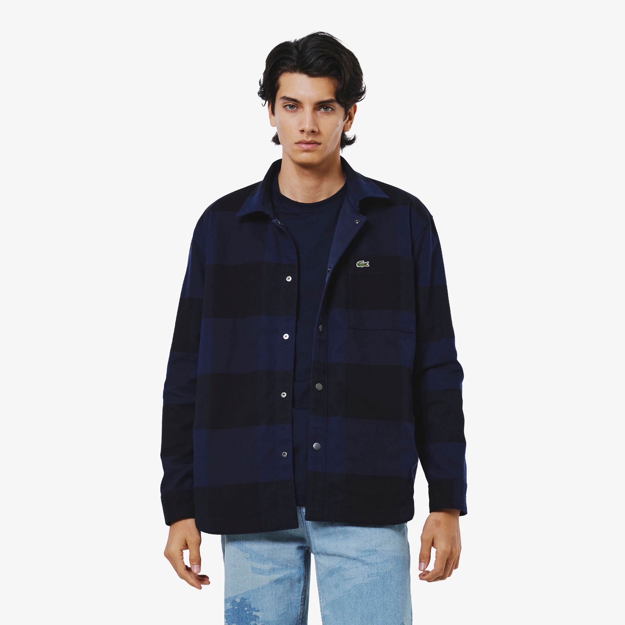 プレーン×バッファローチェックリバーシブルシャツアウター