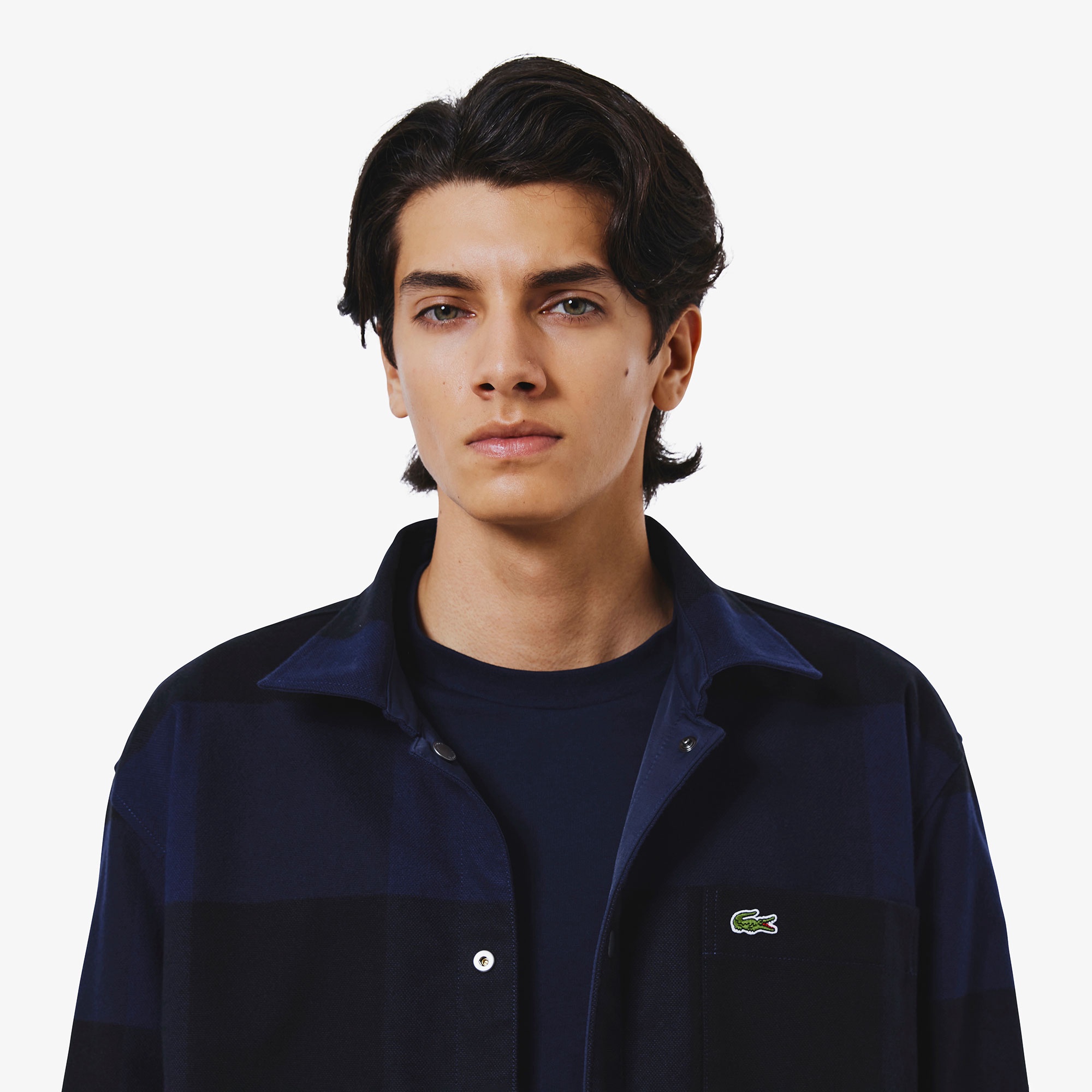 プレーン×バッファローチェックリバーシブルシャツアウター