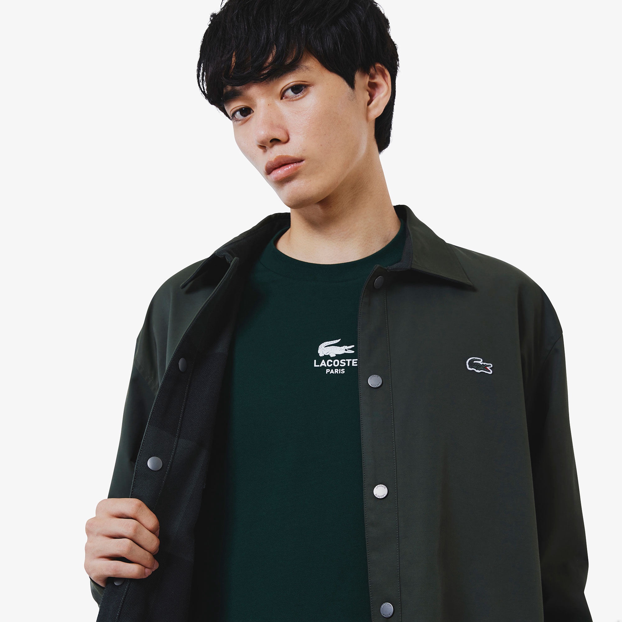 プレーン×バッファローチェックリバーシブルシャツアウター