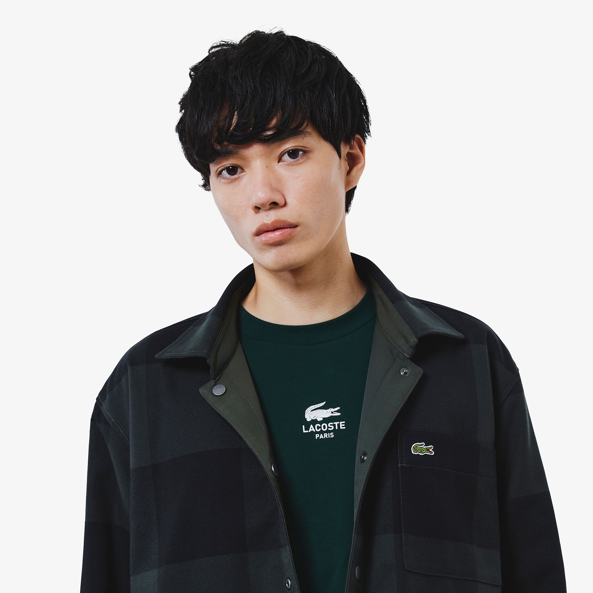 プレーン×バッファローチェックリバーシブルシャツアウター