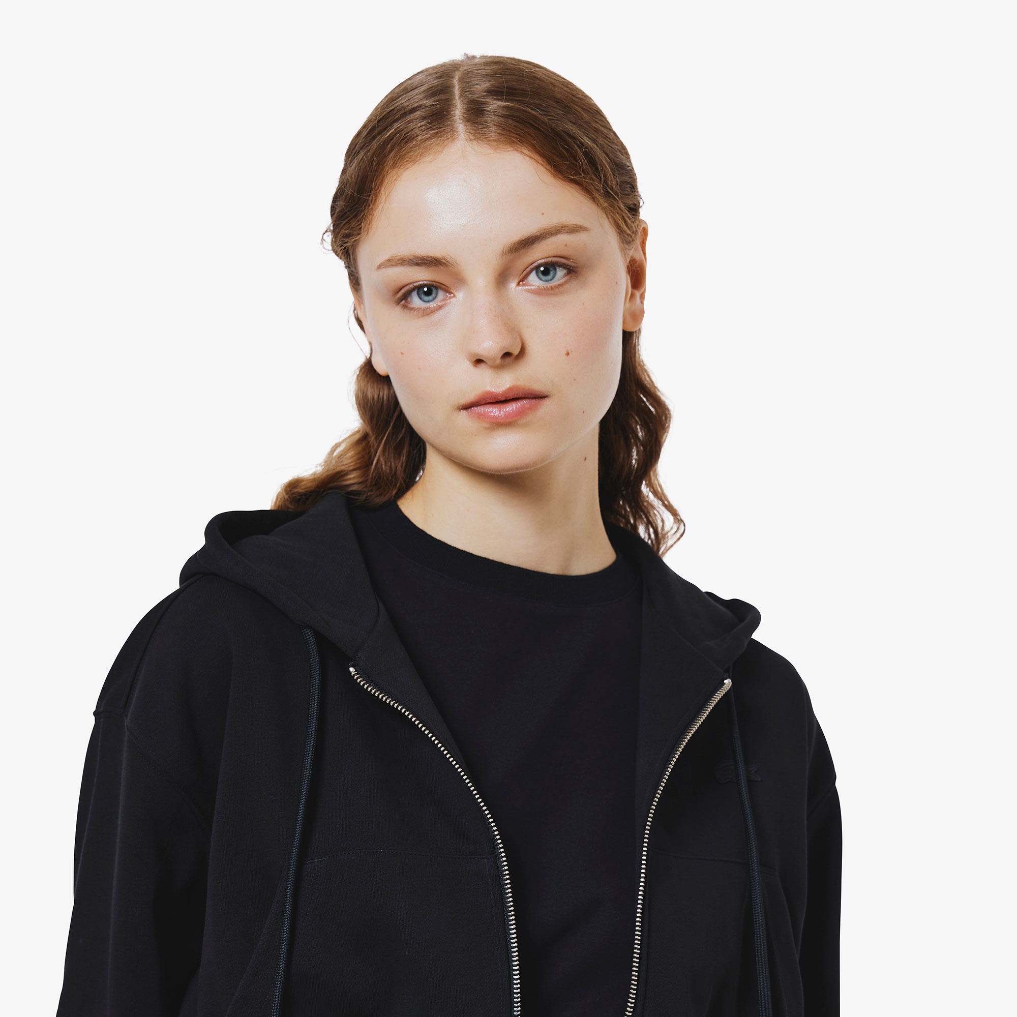 裏パイルクロップドジップフーディー