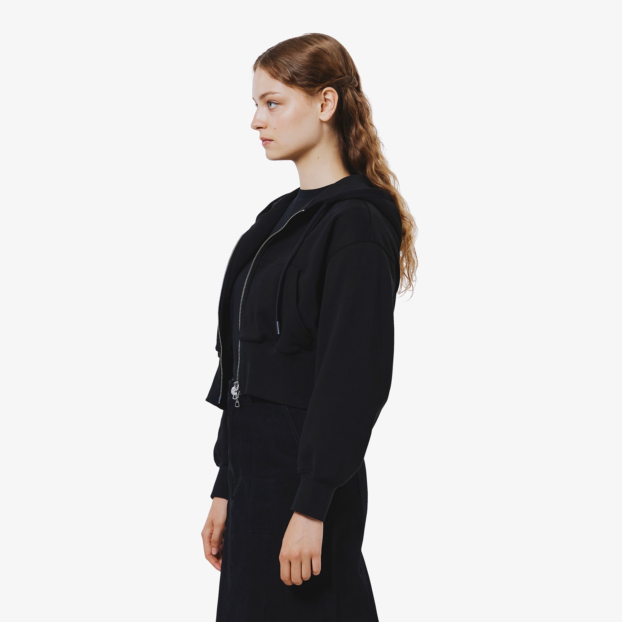 裏パイルクロップドジップフーディー