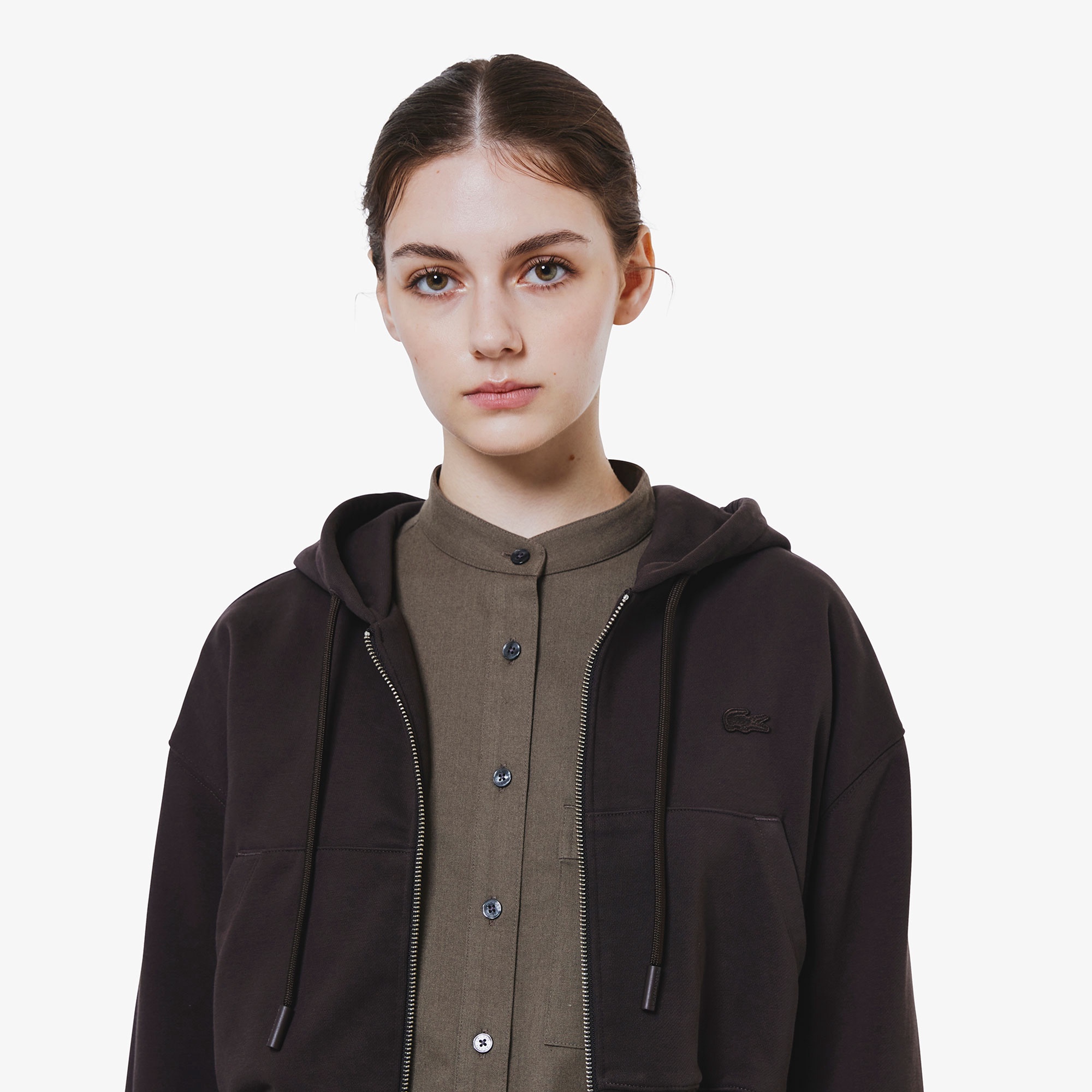 裏パイルクロップドジップフーディー