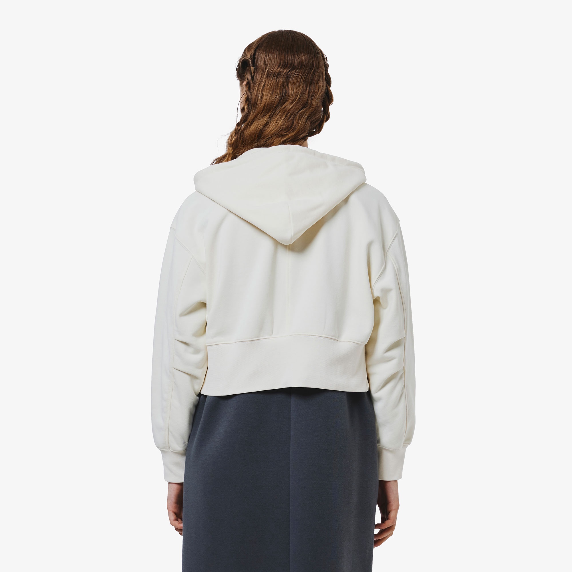 裏パイルクロップドジップフーディー