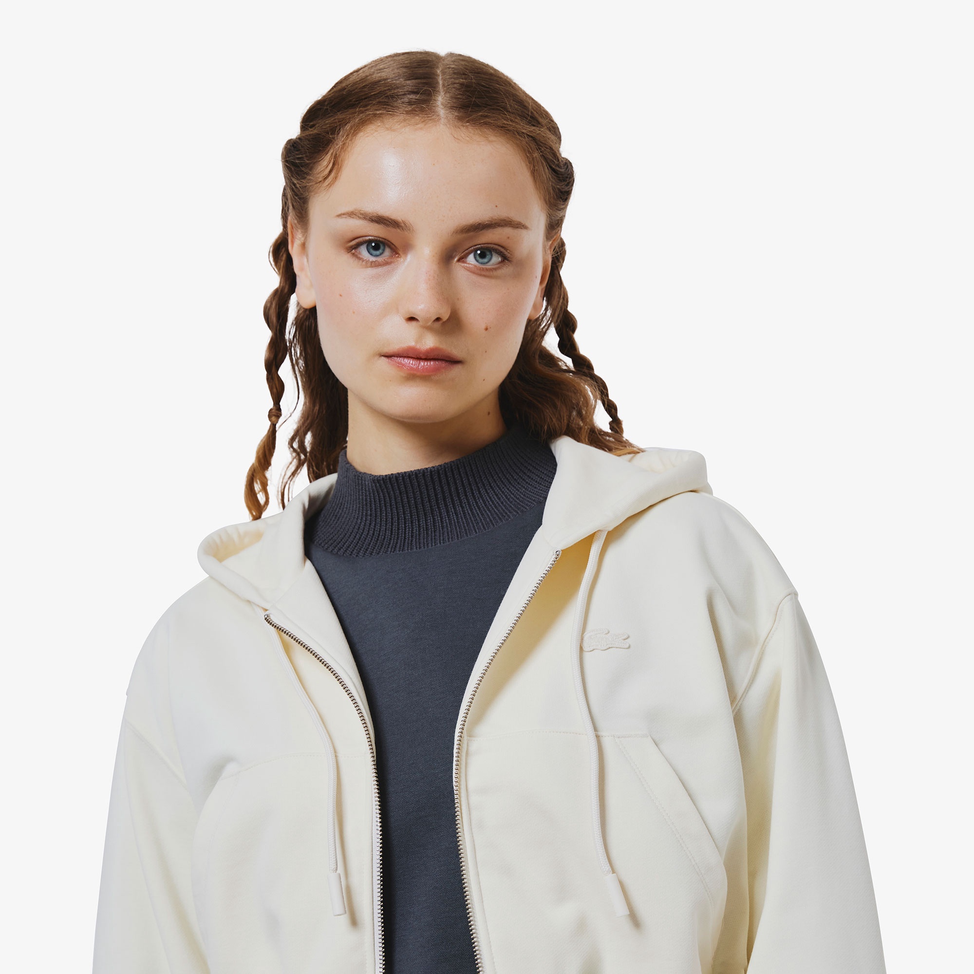 裏パイルクロップドジップフーディー