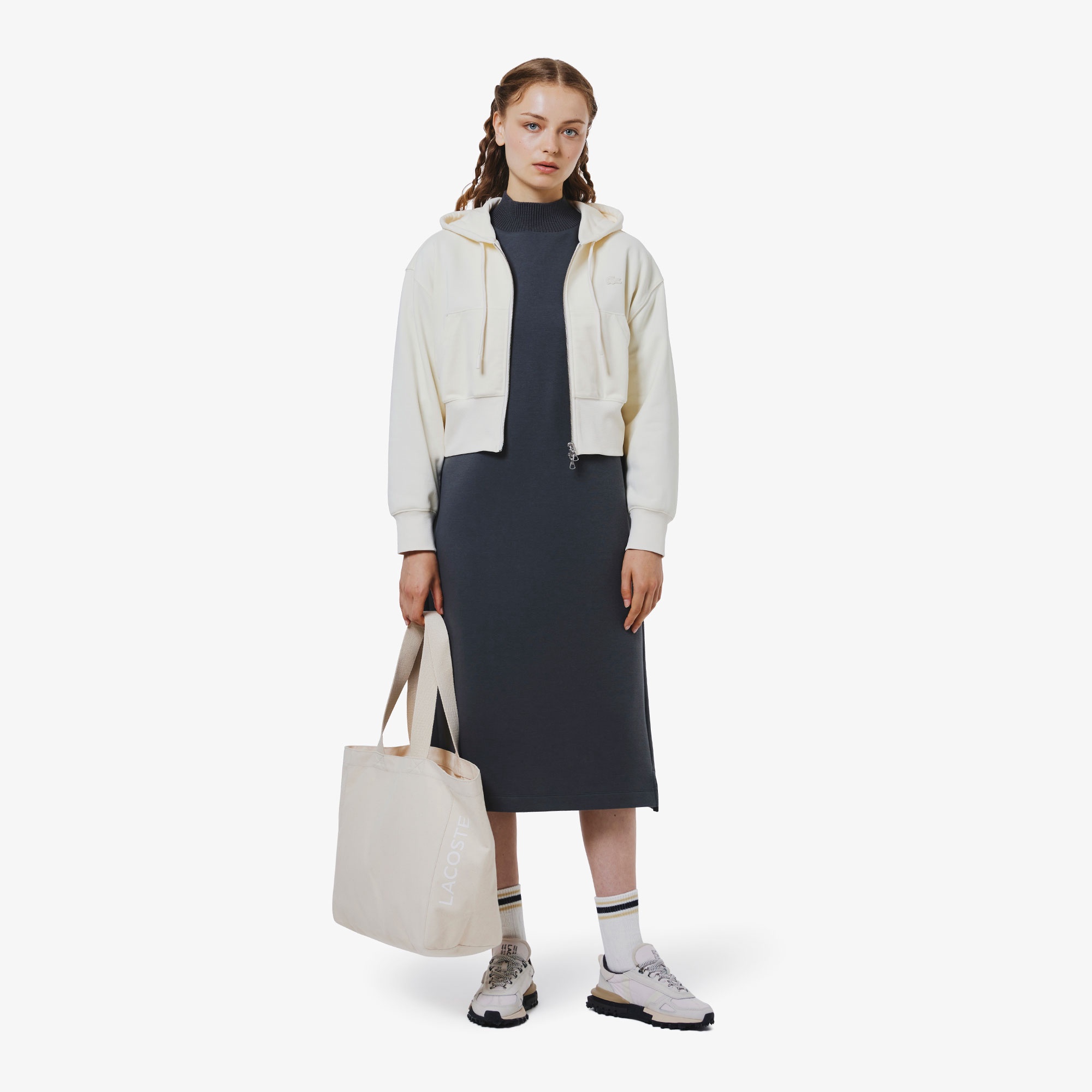 裏パイルクロップドジップフーディー