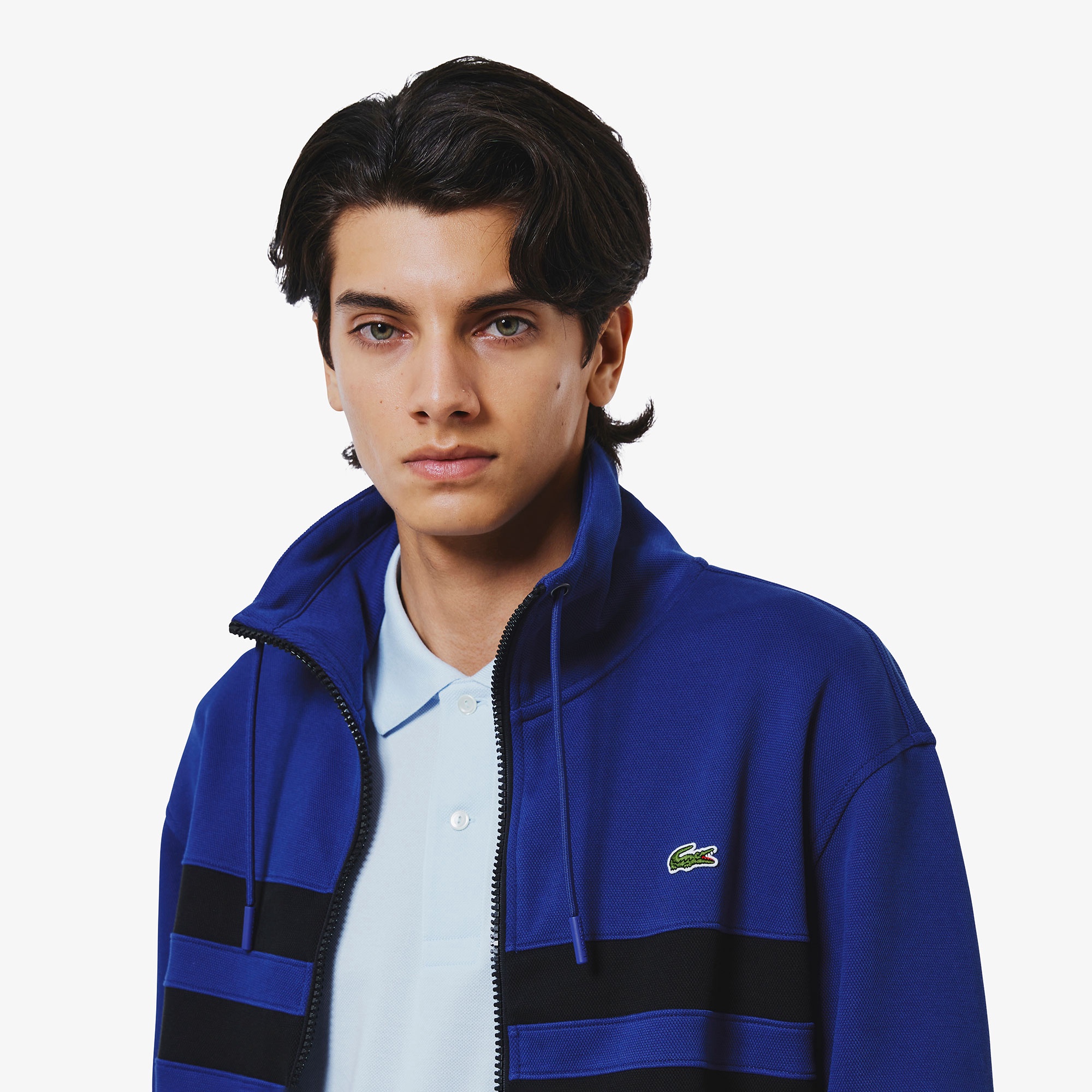 アシンメトリーボーダーハイネックジャケット