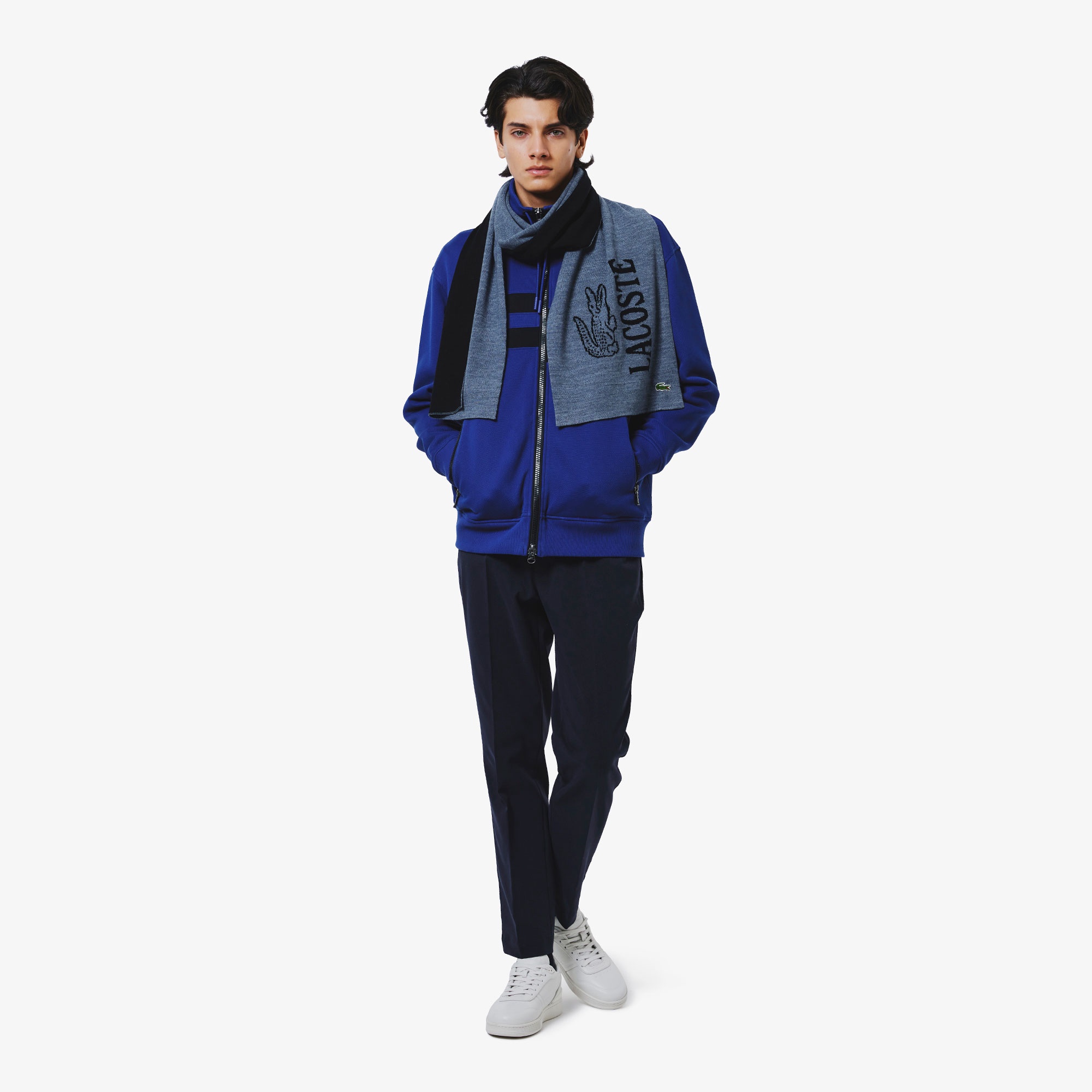 アシンメトリーボーダーハイネックジャケット