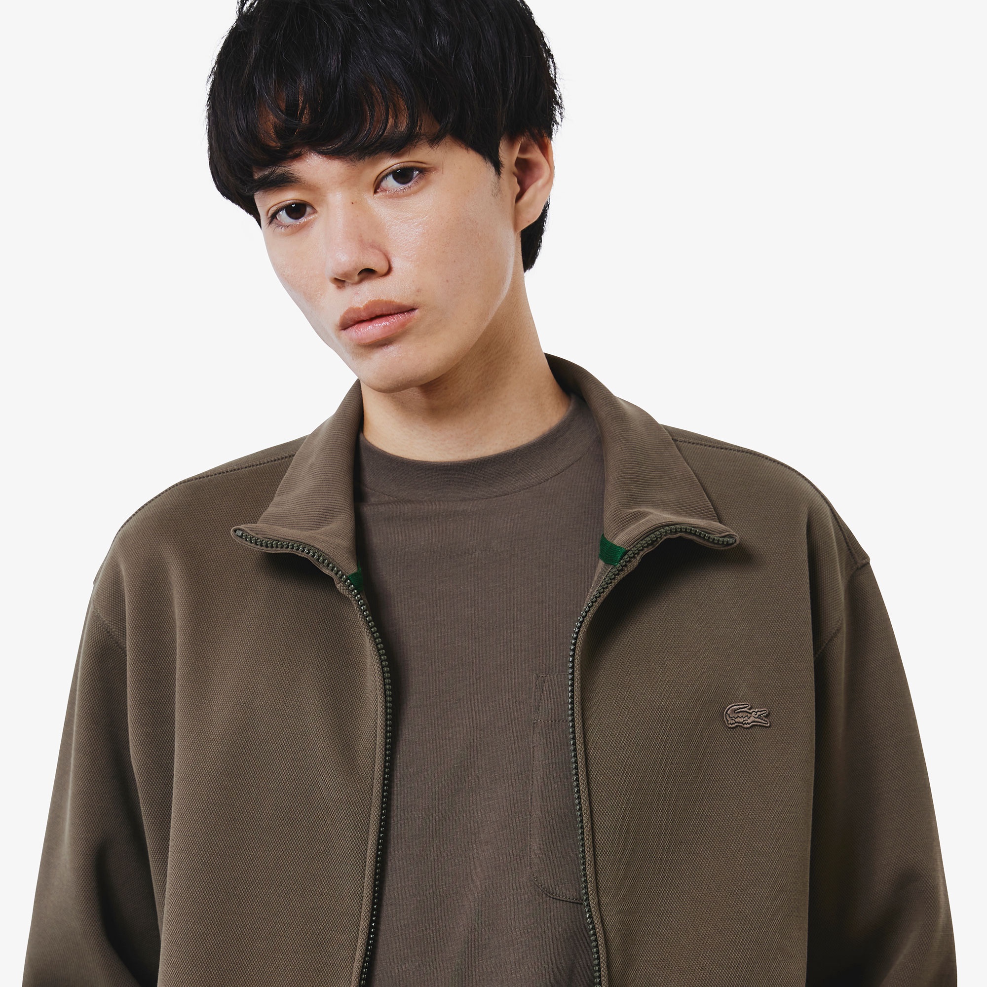 鹿の子ジップニット