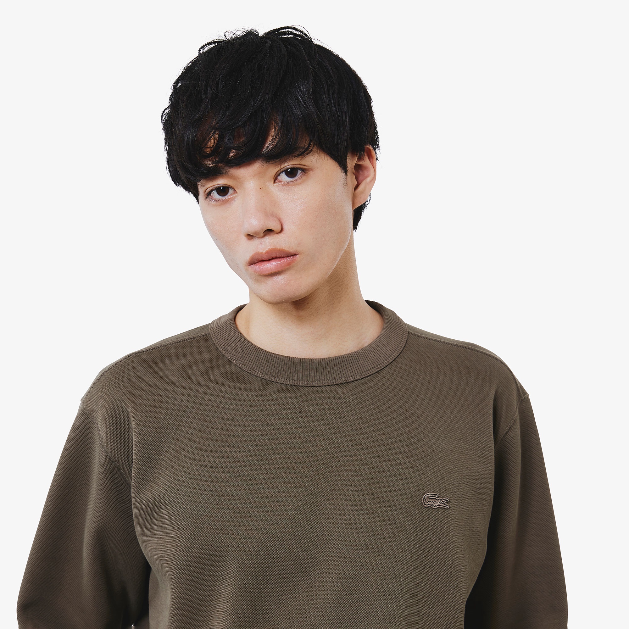 鹿の子ニットワントーンクルーネック