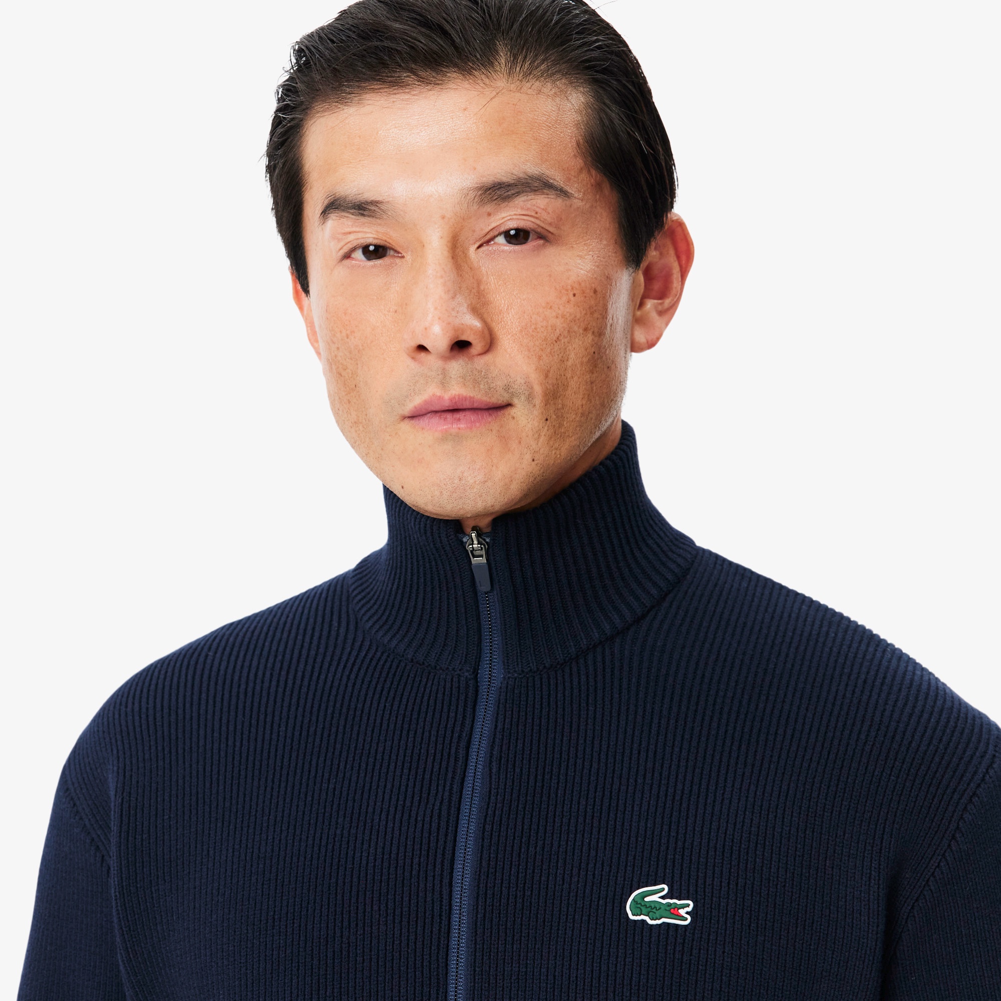 コットンブレンドジップアップセーター