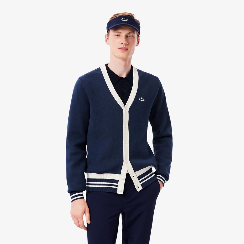 ラコステ LACOSTE カーディガン 限定カラー ウールブレンドジャージニットカーディガン AH7725 - ラコステ