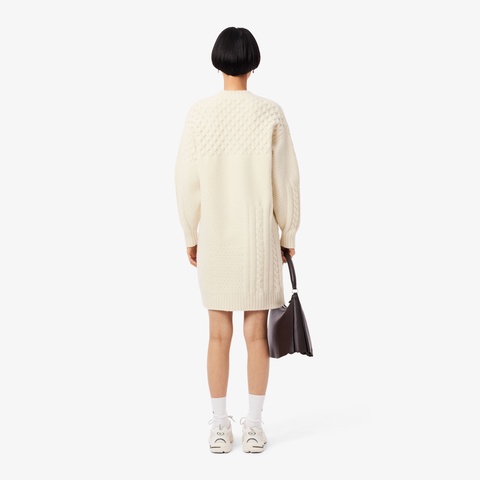 パッチワークエフェクトウールニットドレスセーター