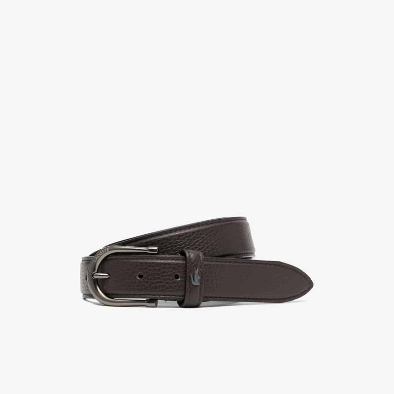 ブラックマットバックルレザーベルト RC019J - ラコステ（LACOSTE