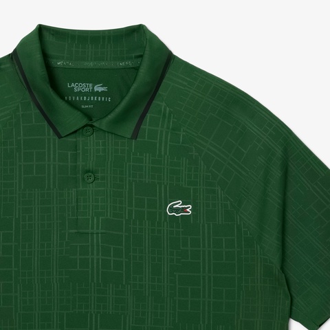 希少　美品　LACOSTE ノバク・ジョコビッチ　ウルトラドライ仕様　ポロシャツ セール】 「ノバク・ジョコビッチ」テニスボールグラフィック